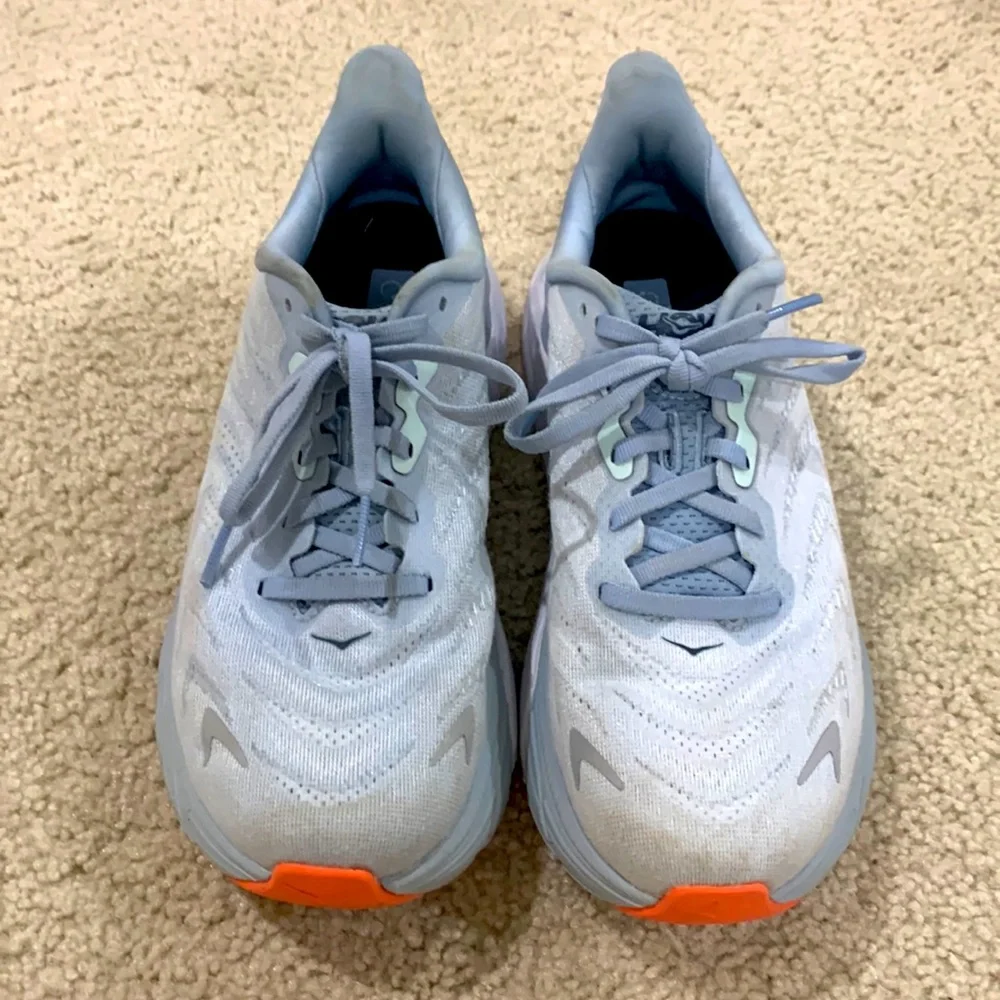 WOMENS 7.5 blue and white HOKAS - Picture 1 of 4